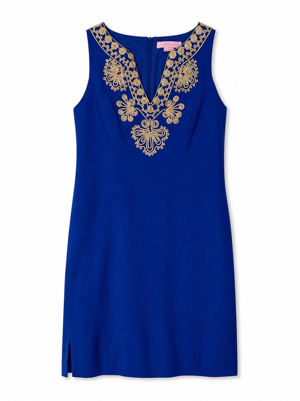 Lilly Pulitzer Cobalt Blue Sleeveless Dress with Gold Embroidery